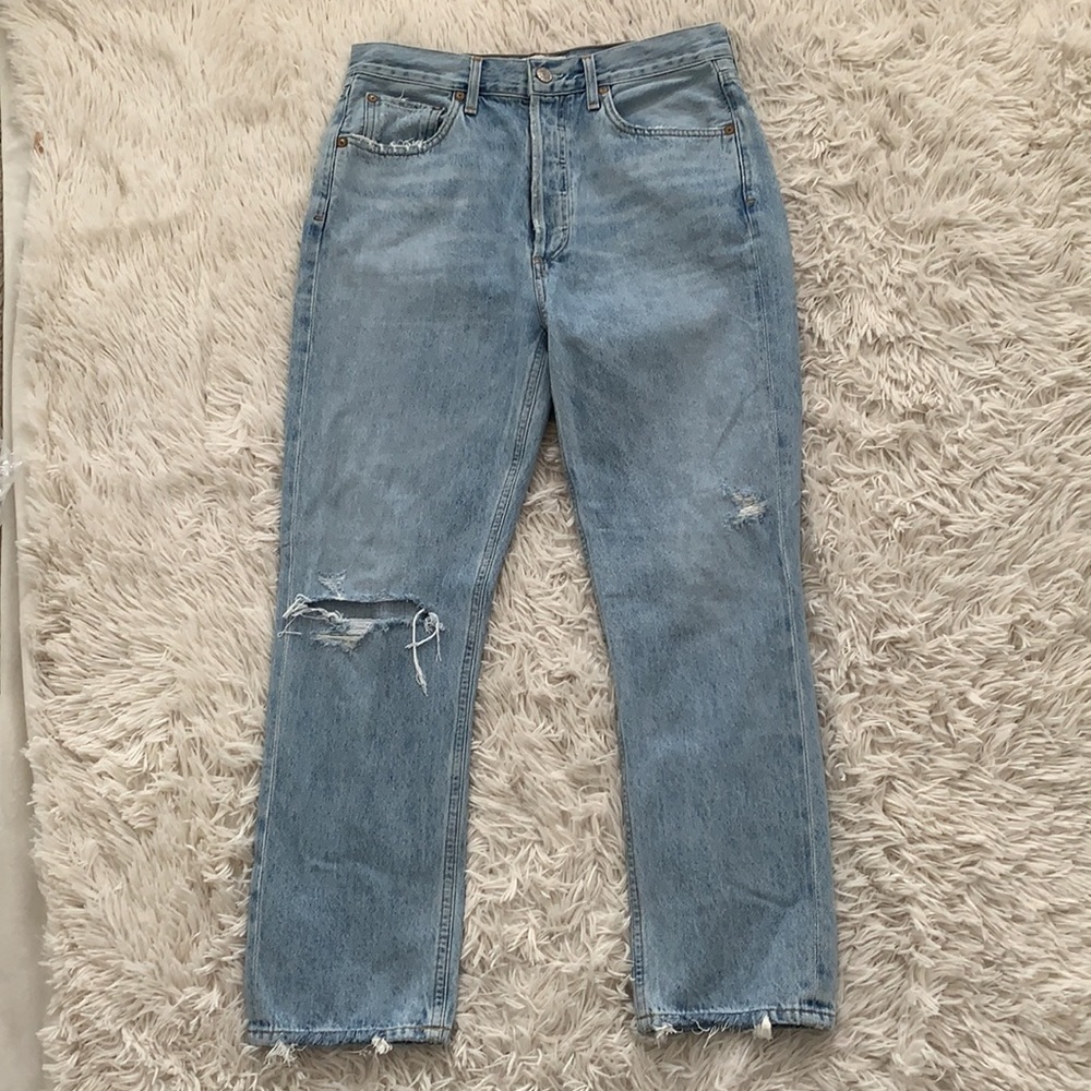 Agolde high rise straight leg Rilley jeans in light wash sz 28